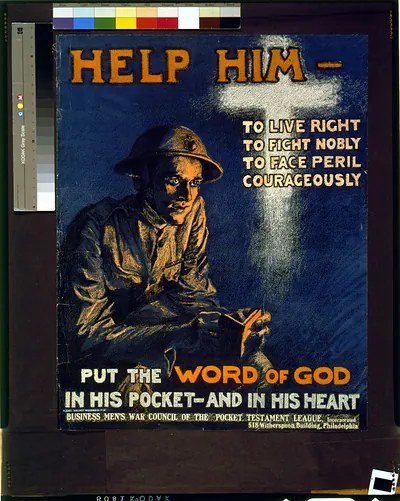 Help him - to live right, to fight nobly, to face peril courageously Put the word of God in his pocket - and in his heart / Mabel Halsey Woodrow 7-18.