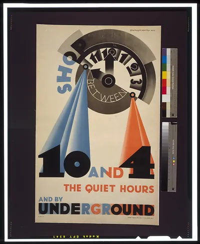Shop between 10 and 4, the quiet hours, and by underground / E. McKnight Kauffer 1930.