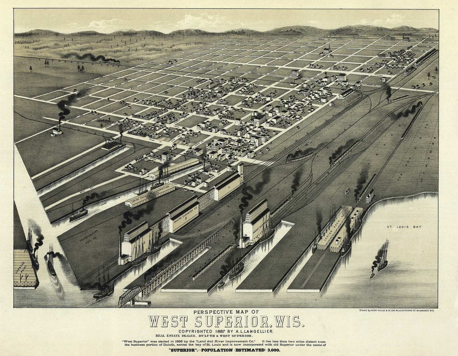 West Superior, Wisconsin, 1887, 1887 — antique map