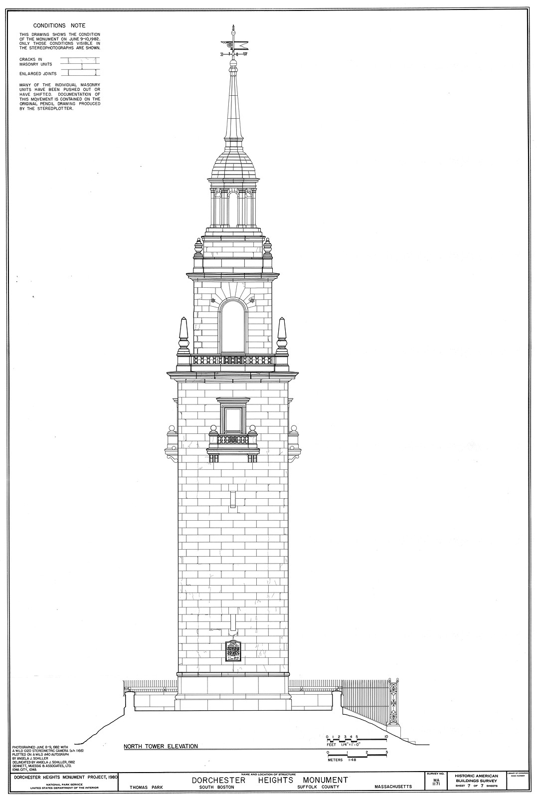North Tower Elevation, Dorchester Heights Monument — historic image