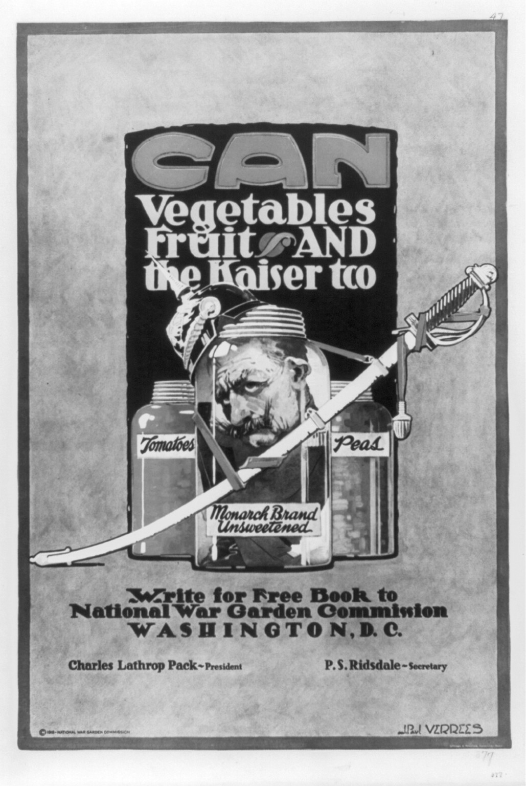 Can vegetables fruit and the kaiser too--Write for free book to National War Garden Commission Washington D.C. / J. Paul Verrees., 1918 — vintage poster