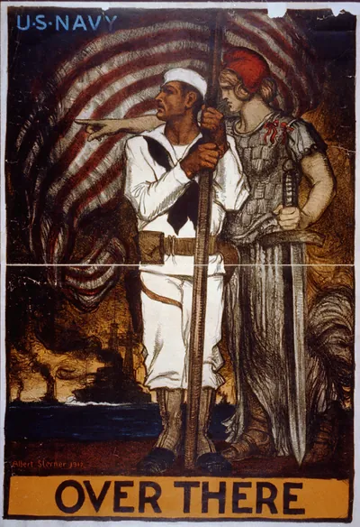U.S. Navy: Over There, poster by Albert Sterner, 1917