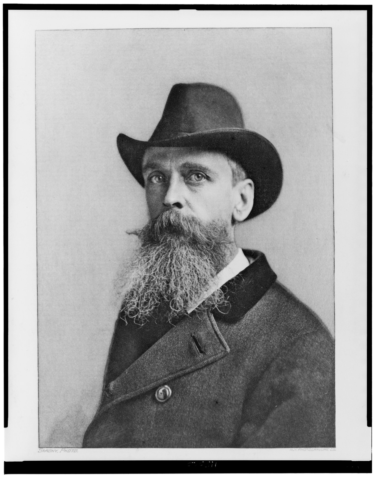 [Thomas Moran, half-length portrait, facing left, wearing hat and coat] / Sarony, photo., [between 1890 and 1896] — historic print