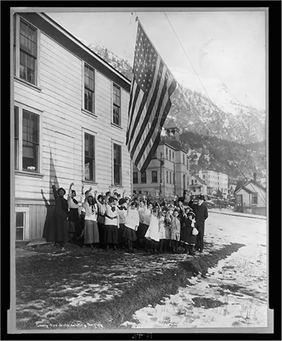 Camp-Fire Girls saluting the flag