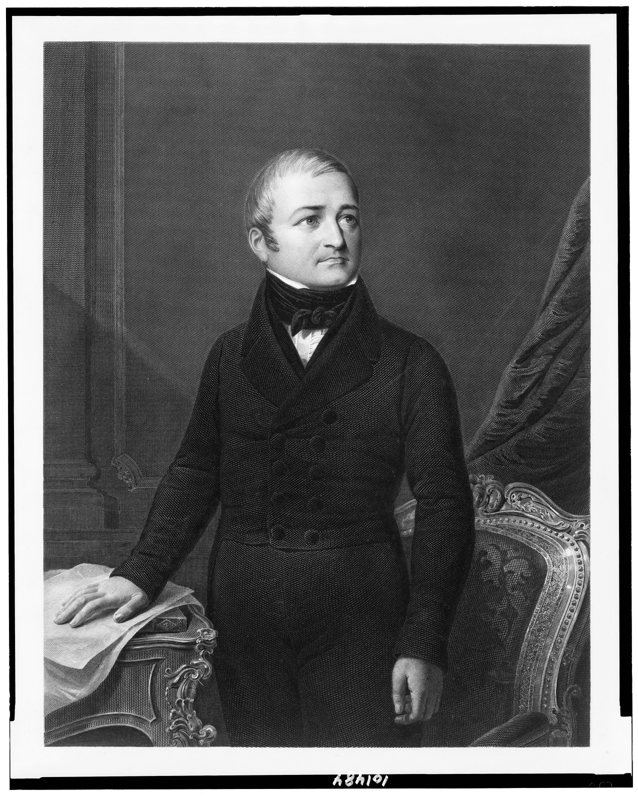 [Adolphe Thiers, three-quarter length portrait, facing right] — antique engraving