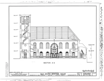 Section A-A, Old South Meeting House, Boston