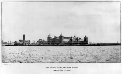 View of Ellis Island, New York Harbor. Immigration Station [old]