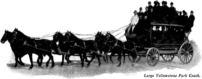 Large Yellowstone Park Coach: six-horse stagecoach with passengers on top