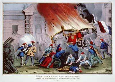 The French revolution: burning the royal carriages at the Chateau d'Eu, Feby. 24, 1848