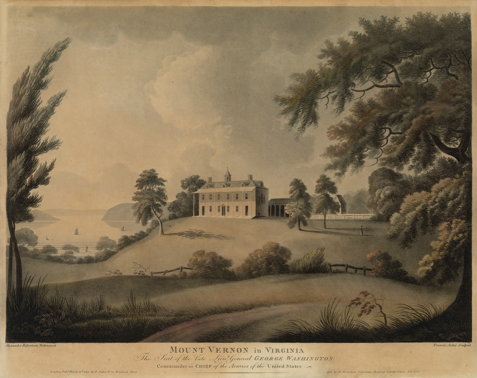 Mount Vernon In Virginia, c. 1800 — historic print