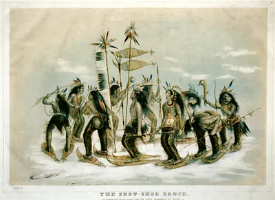 The snow-shoe dance: to thank the great spirit for the first appearance of snow