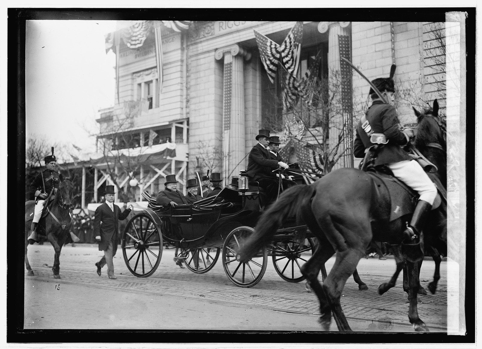 Inauguration, 1913; Taft & Wilson in carriage, 1913 — historic photograph