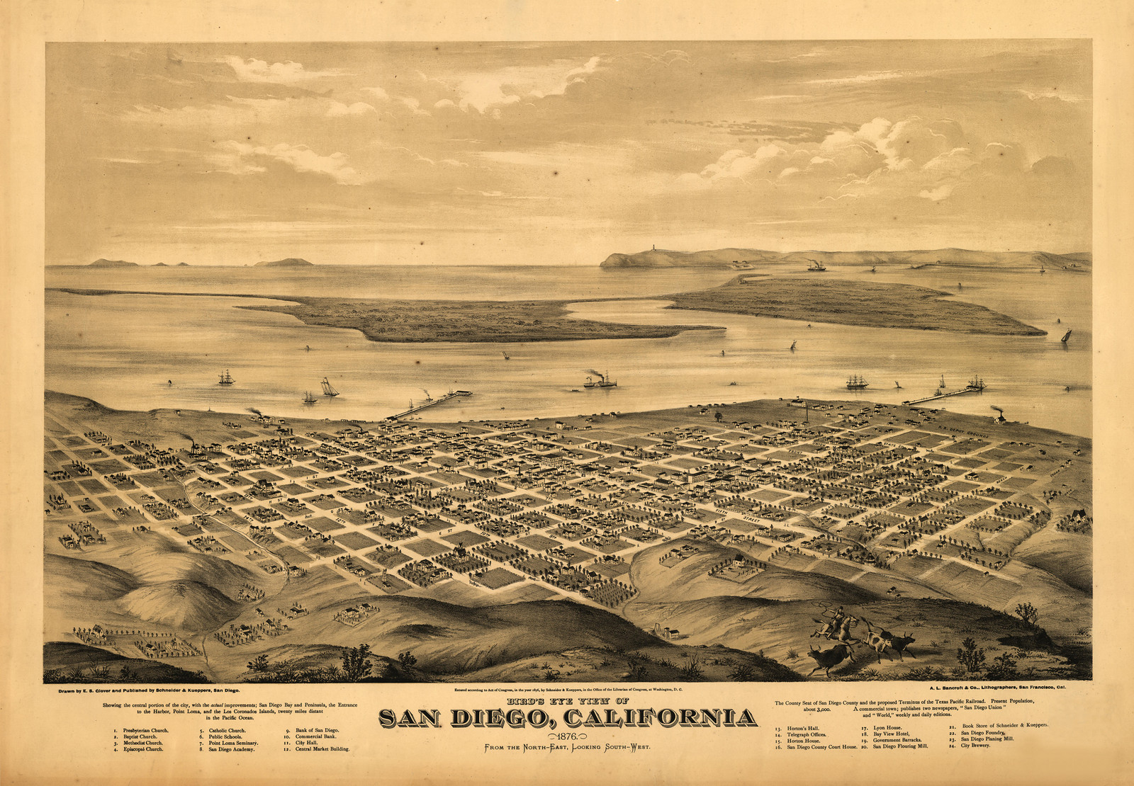 SanDiego, California, 1876, 1876 — antique map