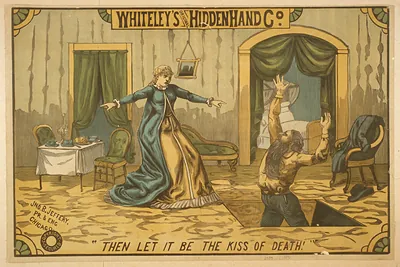 Whiteley's Hidden Hand Co. poster: "Then let it be the kiss of death
