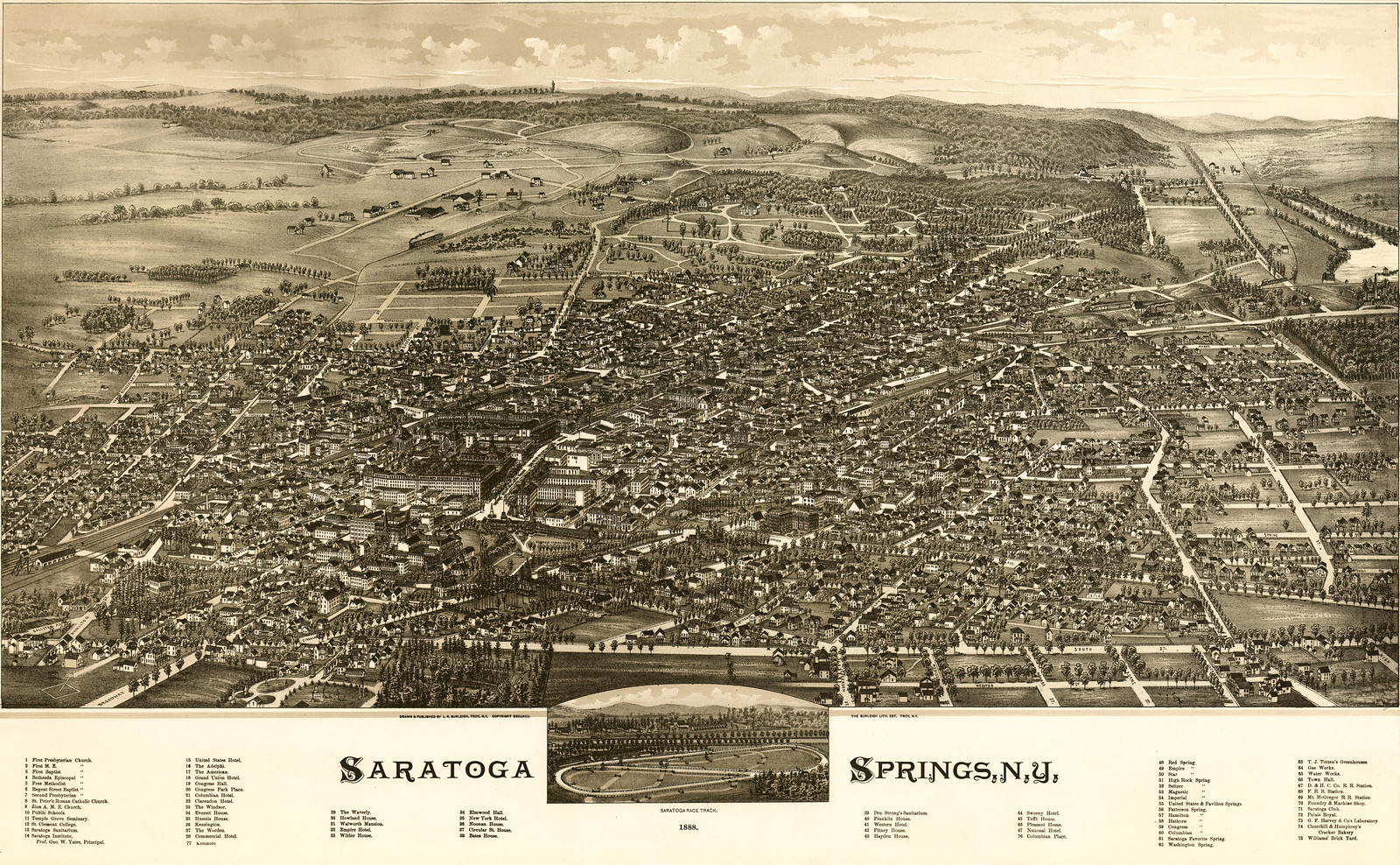 Saratoga Springs, New York, 1888, 1888 — antique map