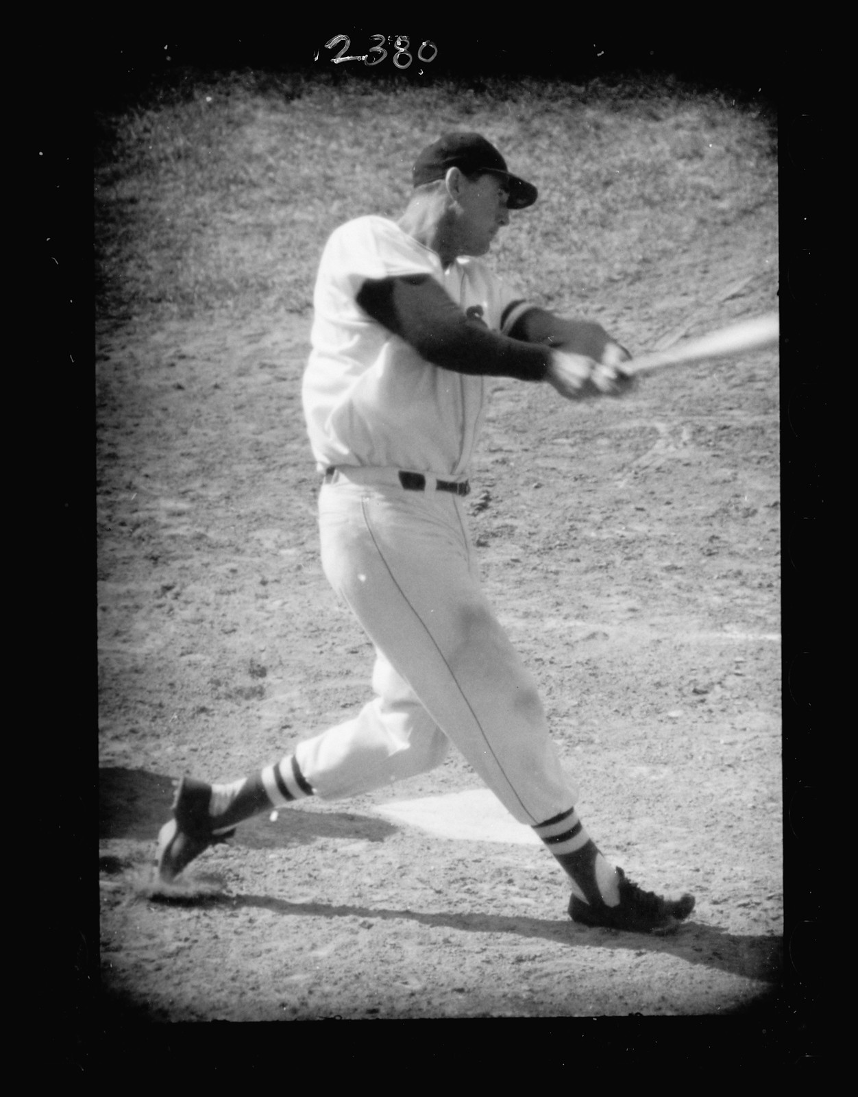 [Ted Williams, Boston Red Sox baseball player, batting] — historic photograph