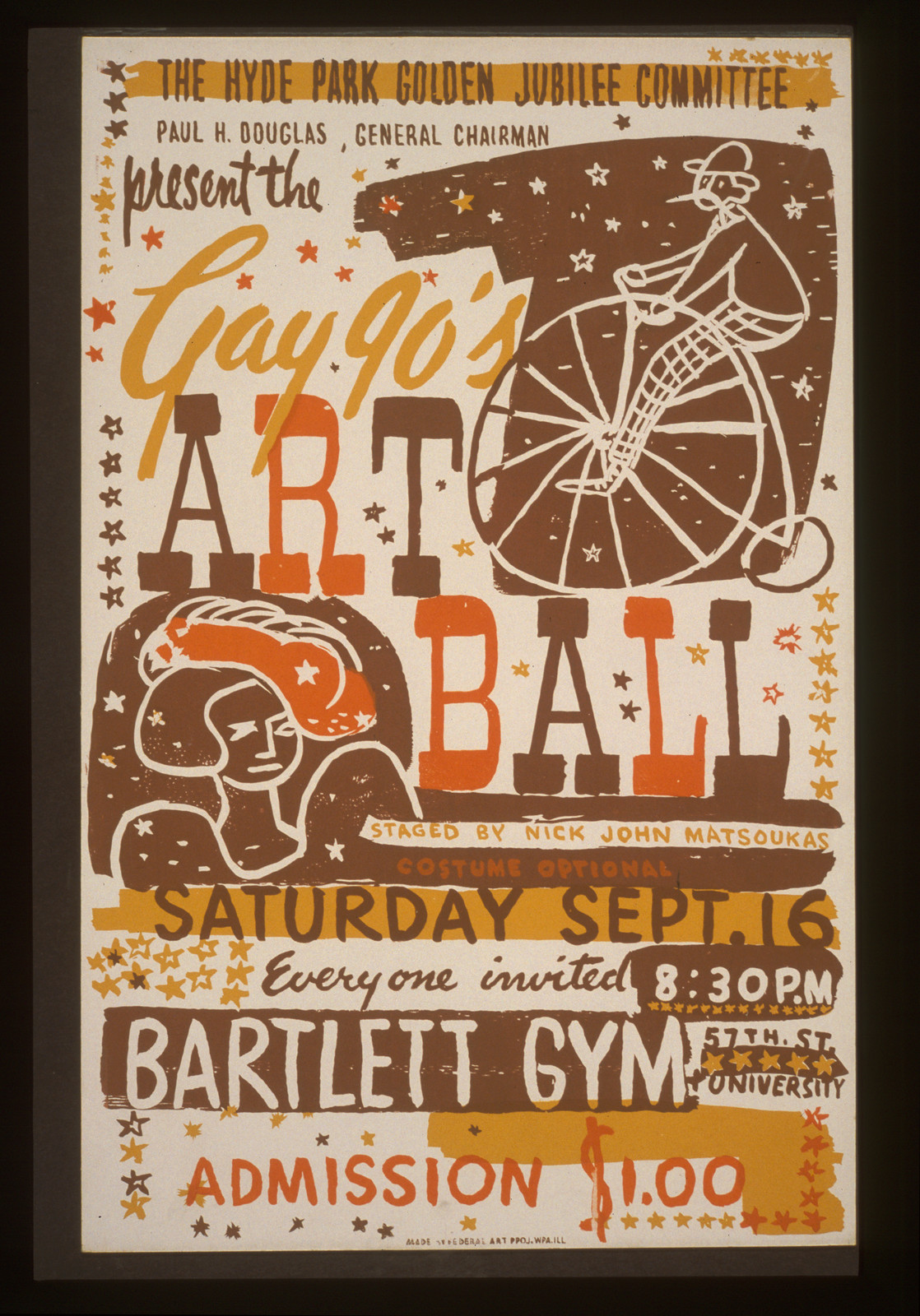 The Hyde Park Golden Jubilee Committee present the Gay 90s Art Ball staged by Nick Jo, 1939 — vintage poster