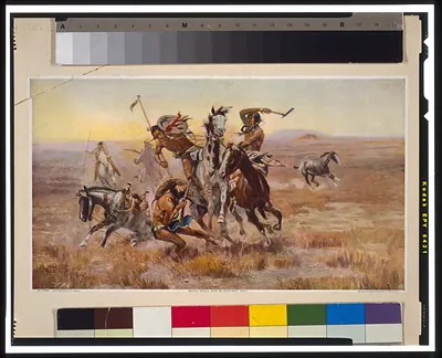 When Sioux and Blackfeet met / C.M. Russell 1902.