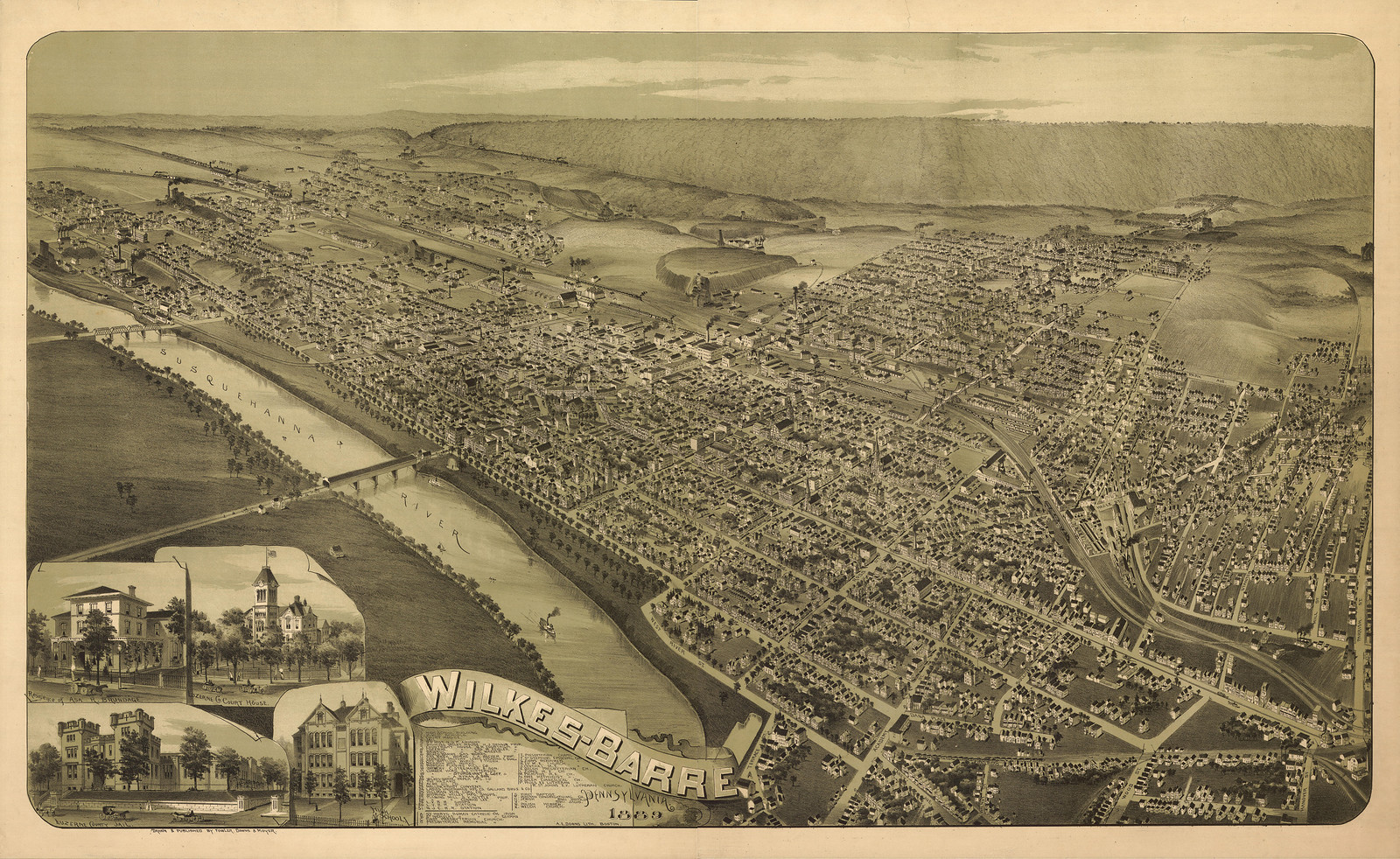 Wilkes Barre, Pennsylvania, 1889, 1889 — antique map