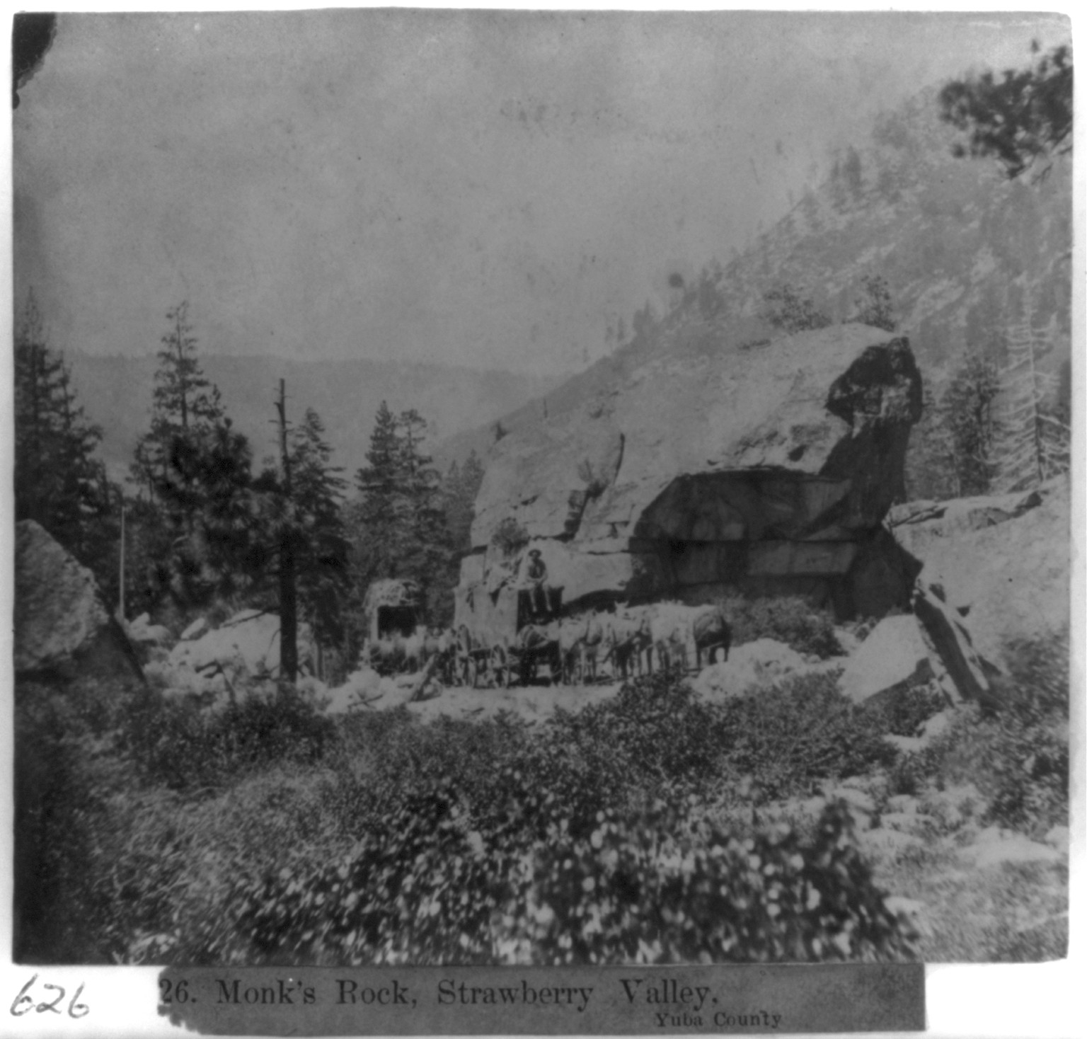 Monk's Rock, Strawberry Valley - Yuba County, [published 1866] — historic photograph