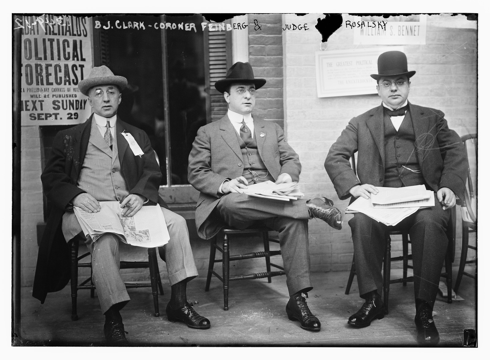 B.J. Clark, Coroner Feinberg & Judge Rosalsky, n/a — historic photograph