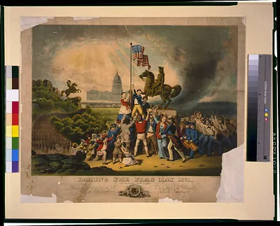 Raising the flag May 1861 / from the original picture by Winner ; engrd. by L.N. Rosenthal [...].