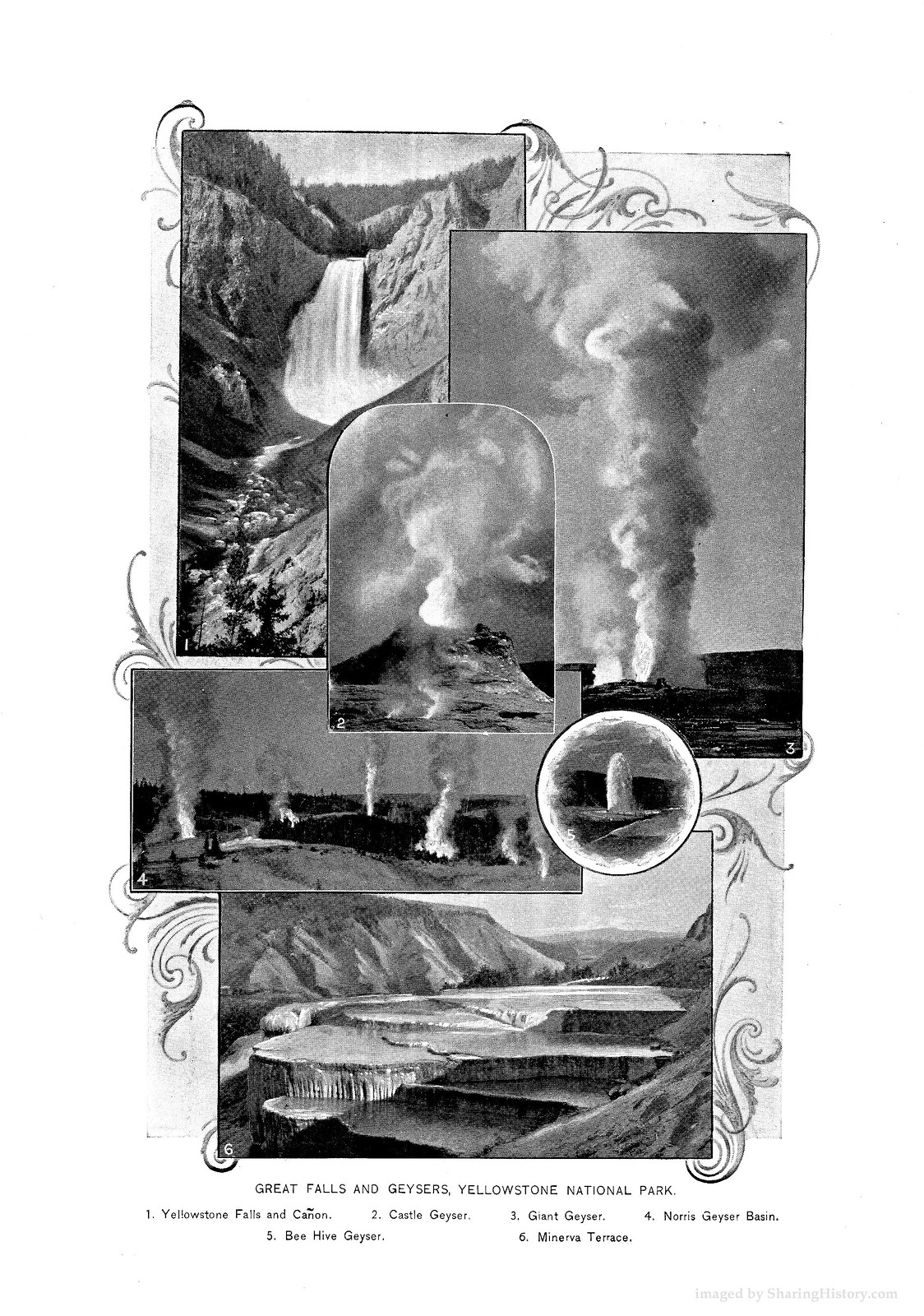 Great Falls and Geysers, Yellowstone National Park — historic image