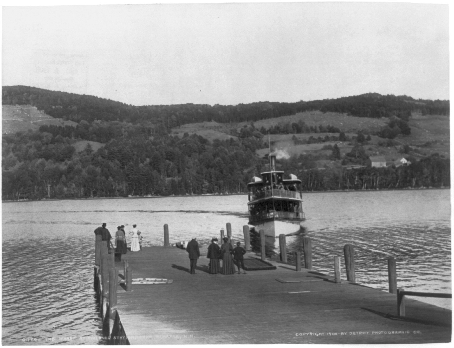 The Wharf at Railroad Station, Lake Sunapee, N.H., c1900. — historic photograph