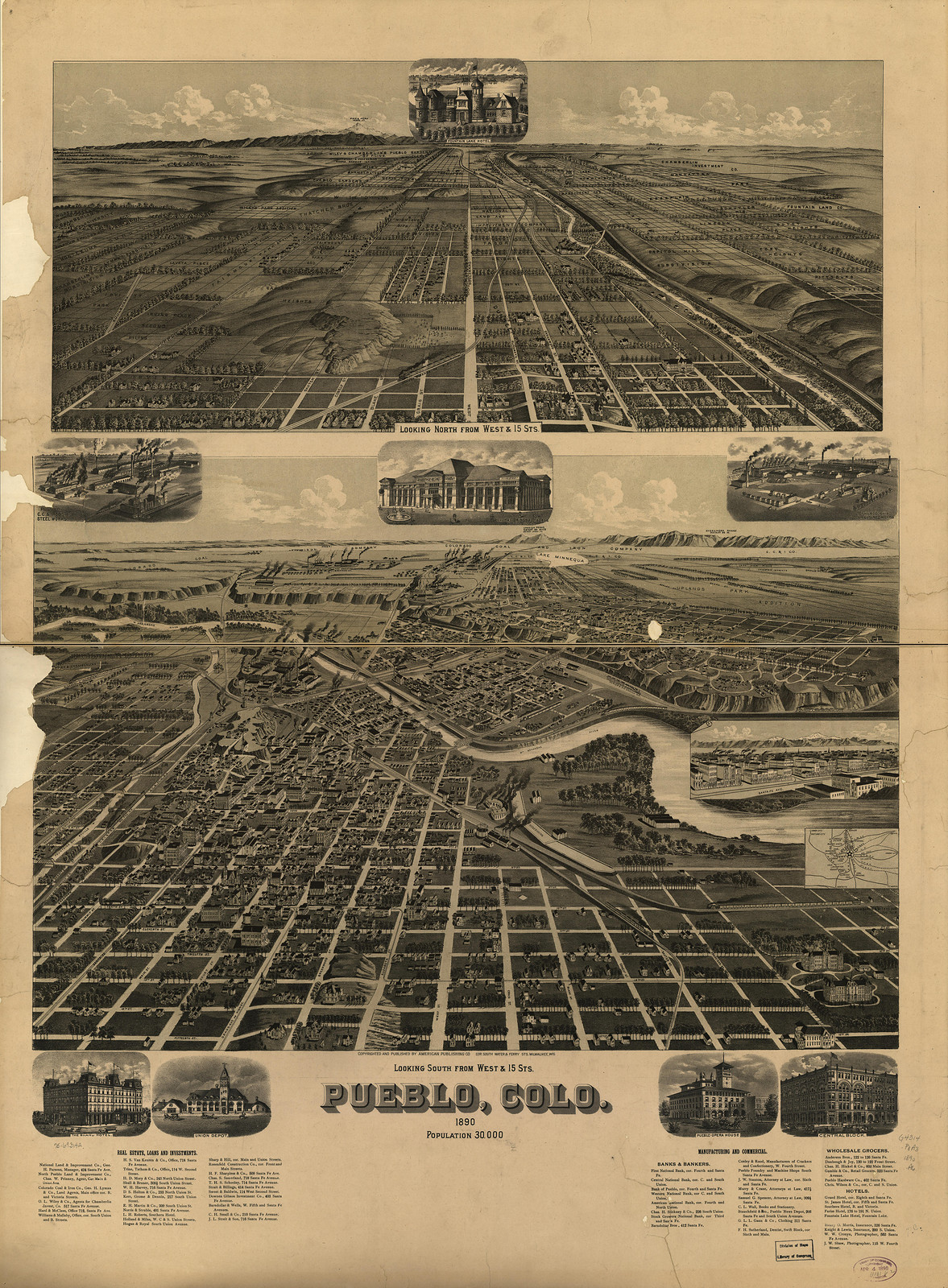 Pueblo, Colorado, 1890, 1890 — antique map