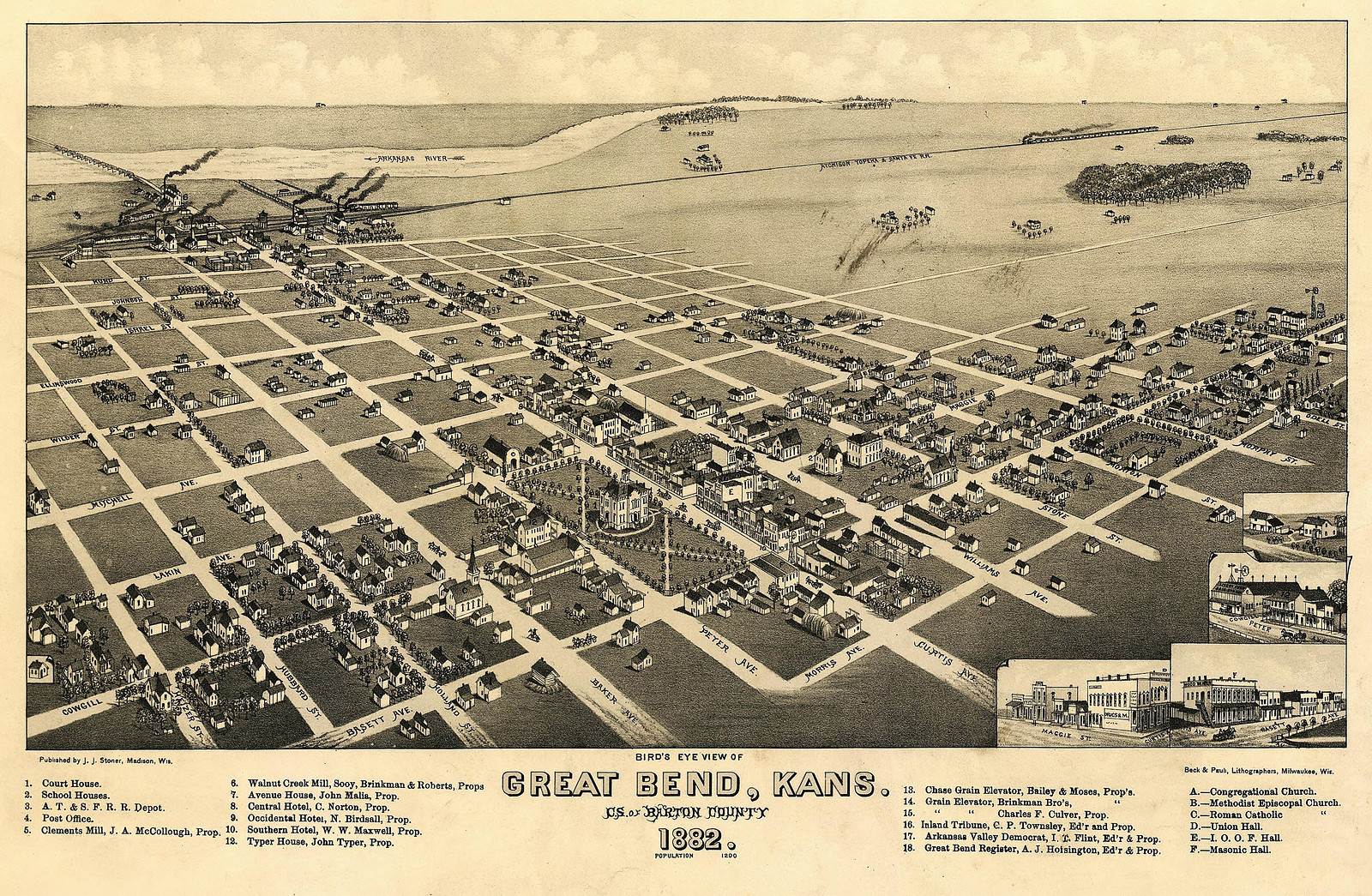Great Bend, Kansas, 1882, 1882 — antique map