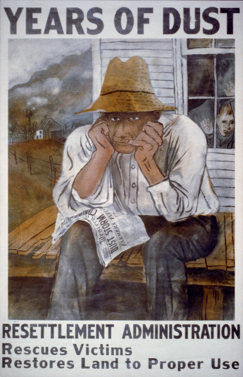 Years of dust Resettlement Administration rescues victims, restores land to proper use / Ben Shahn., [Washington, D.C. : Resettlement Administration, 1936 (Government Printing Office)] — vintage poster
