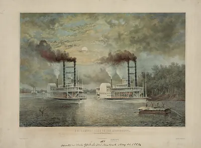 A steamboat race on the Mississippi, (between the Baltic & Diana)