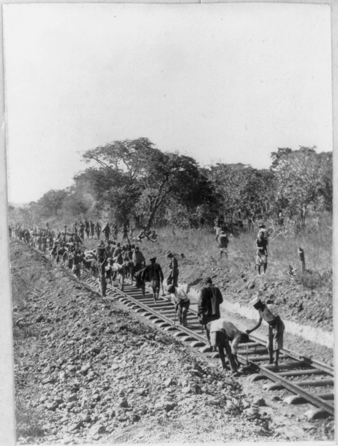 Man building railway planned by Cecil Rhodes near Broken Hill, Rhodesia, [between 1890 and 1923] — historic photograph