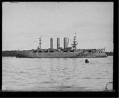 [Launch of battleship Georgia, after launching, broadside, Bath, Me.]