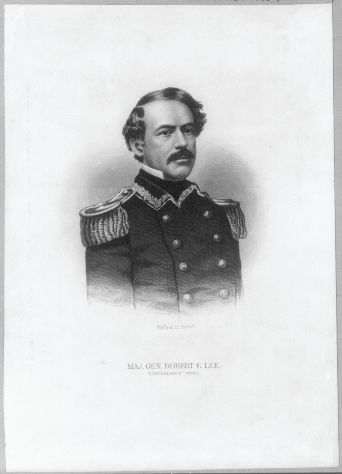 [Robert Edward Lee, 1807-1870, head and shoulders portrait, facing right; as Col., U.S. Cavalry] — antique engraving