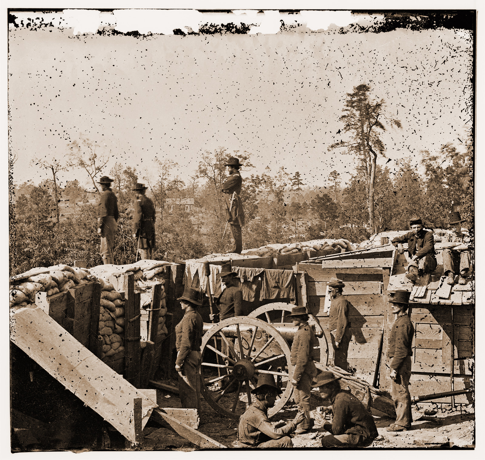 Atlanta Georgia. Shermans men in Confederate fort east of Atlanta, 1864 — historic photograph