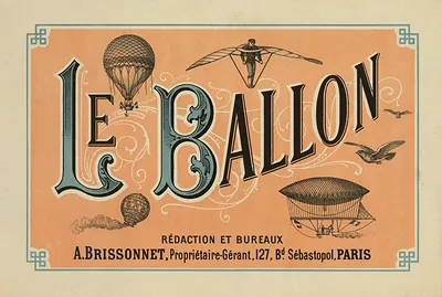 Le Ballon masthead with balloons and printed Paris office address