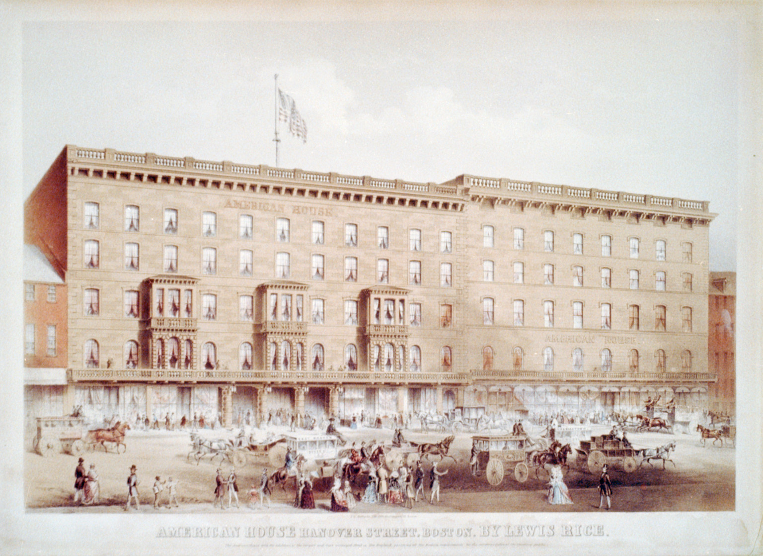 American House Hanover Street, Boston - by Lewis Rice, [no date recorded on shelflist card] — historic print