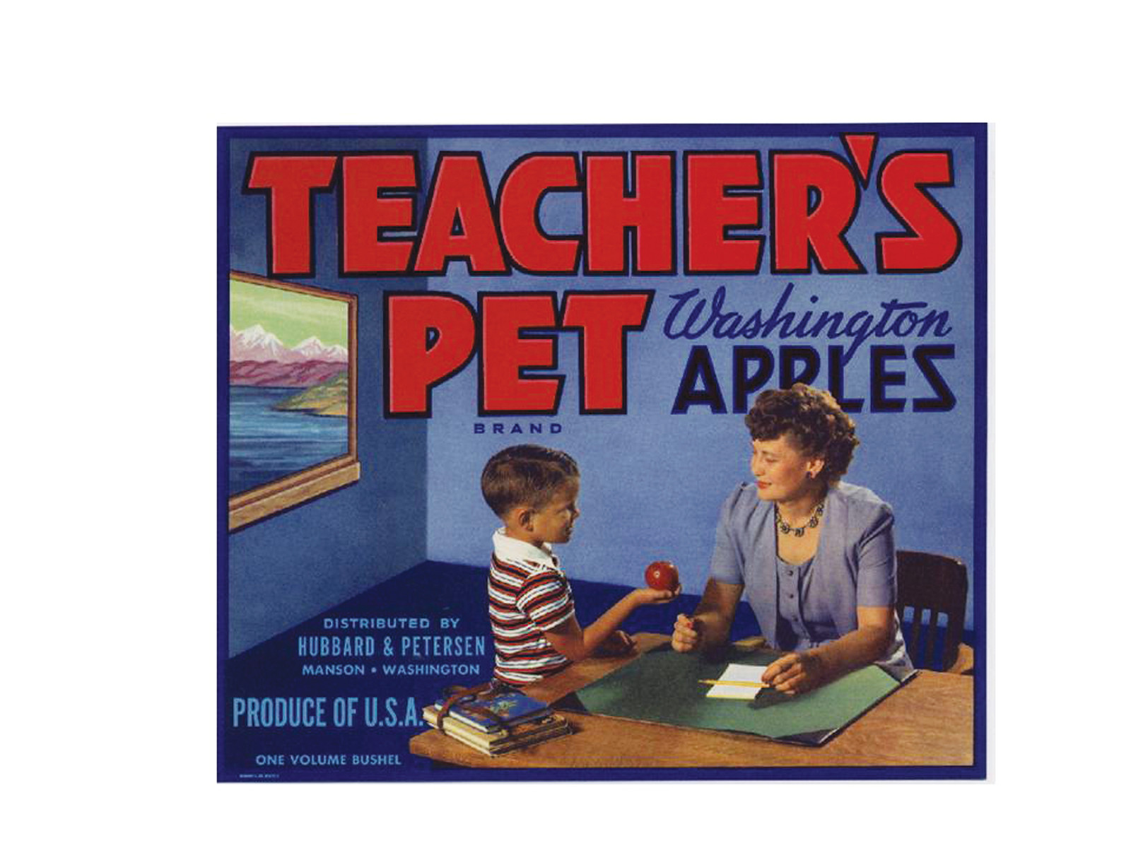 Teacher's Pet Washington Apples crate label — historic image