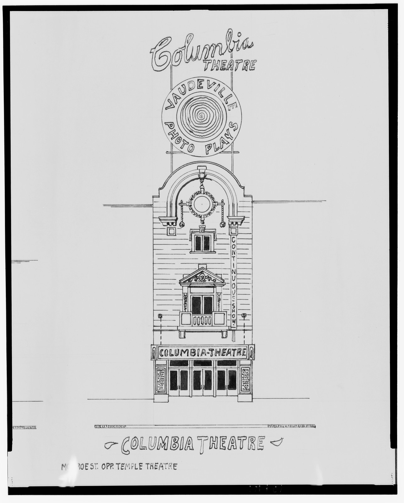 [Palace Theatre, National Theatre, and Columbia Theatre, all on Monroe St., Detroit, Michigan] / AFD., And Engineering (ADE) Drawings — vintage poster
