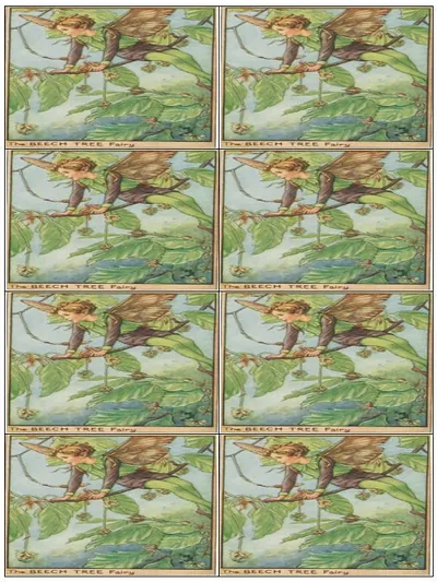 Eight repeated Beech Tree Fairy cards on one sheet