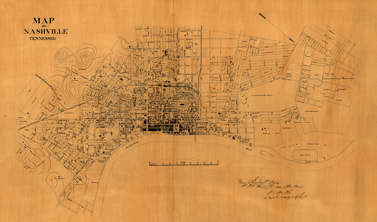 Map of Nashville, Tennessee. 1860s — antique map
