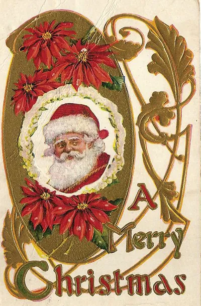 A Merry Christmas greeting card with Santa Claus