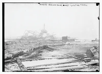 Remains balloon swing, Coney Island Fire, 1911