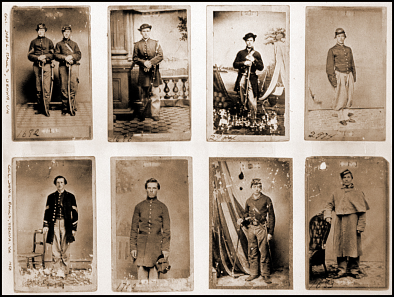 Portraits of a group of unidentified Federal soldiers, 1860 — historic photograph