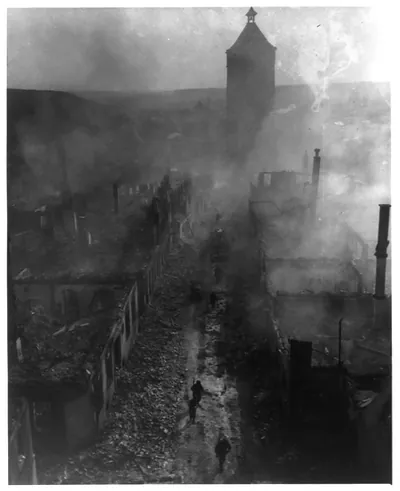 Infantrymen of the 2nd Bn, VI Corps, 255th Inf. Regt., move down a street in Waldenburg to hunt out the Hun after a recent raid by a 63rd Div., US Seventh Army
