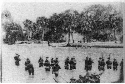 Landing of U.S. troops near Santiago, Spanish-American War scene