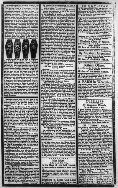 The Boston Gazette, and Country Journal. Monday, March 12, 1770