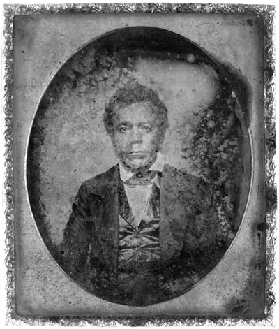 Daguerreotype portrait of a man in an oval frame