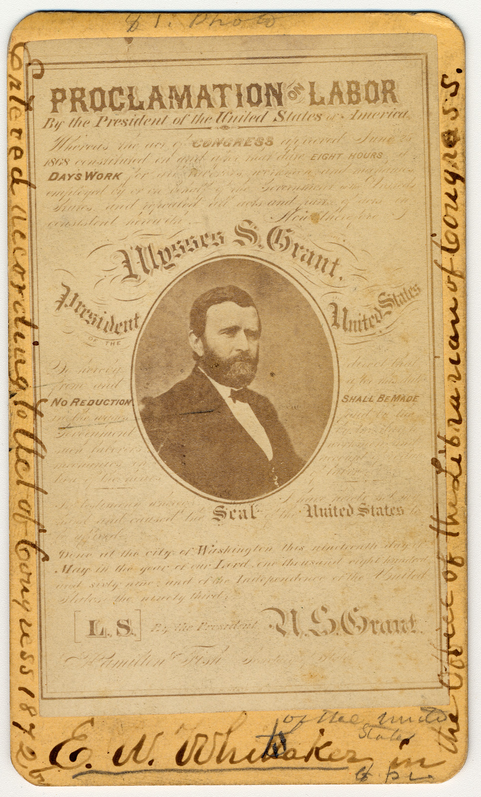 Proclamation of Labor by President Ulysses S. Grant — historic image